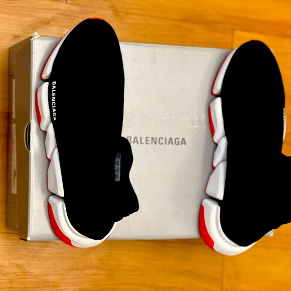 Speed 2.0 Sneaker in black recycled knit, white and red sole unit - Picture 1 of 14